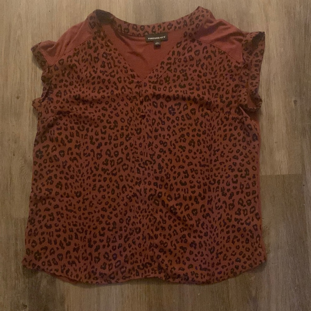 Cheetah print maroon blouse